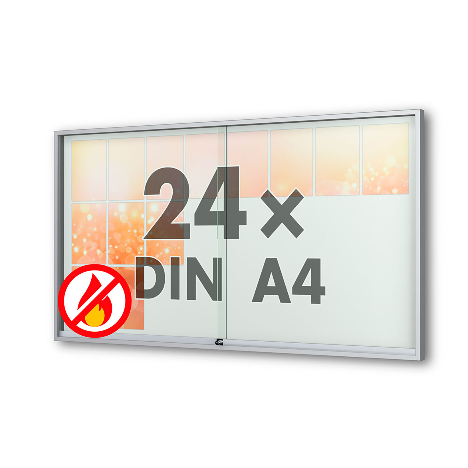 24 x DIN A4 Schaukasten Fortis mit Schiebetüren - 60 mm Bautiefe