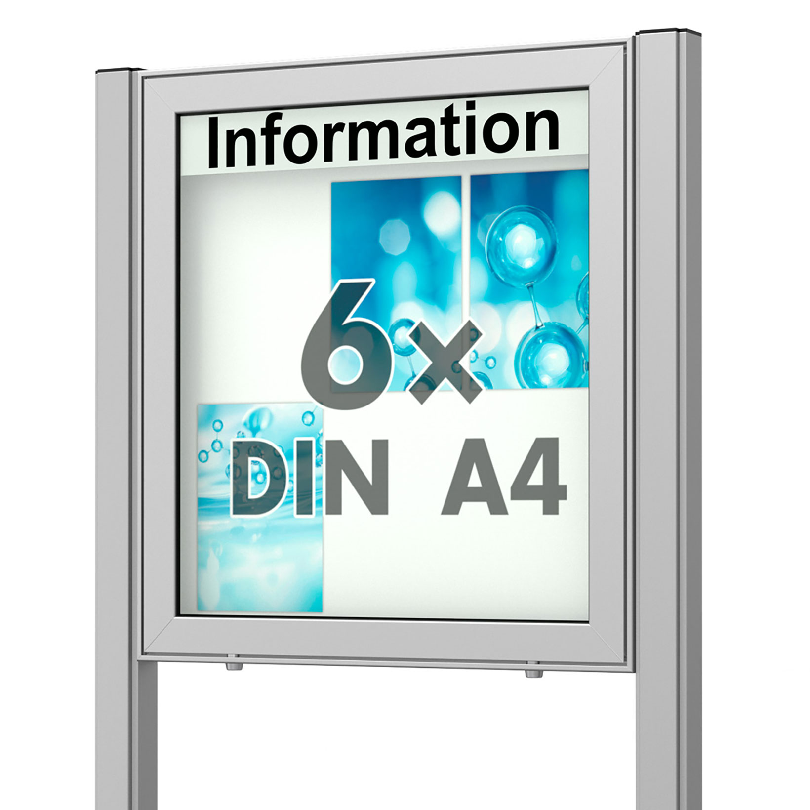 6 x DIN A4 Schaukasten Planus - mit Standbeinen